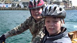 Zac and Ash on the passenger ferry from West Looe to East Looe - we could have used the bridge, but this was more fun